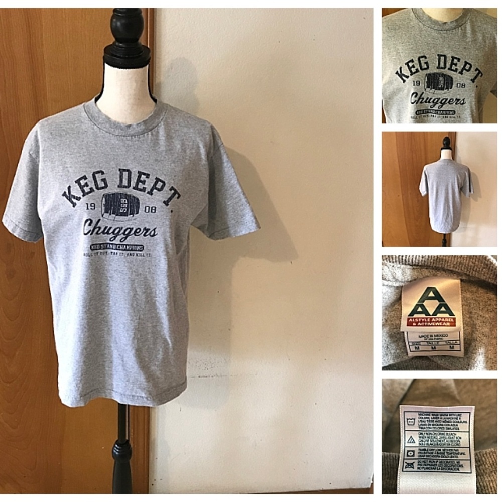 Adult M Novelty Graphic Tee KEG DEPT 1908 CHUGGERS